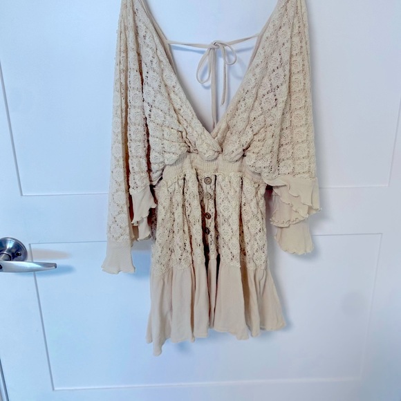 Vici Fly Far Cotton Blend Crochet Dress- Vici Vintage Crochet Romper Dress - Picture 6 of 13